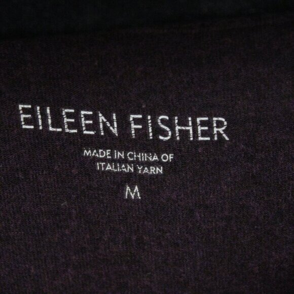 Eileen Fisher Size Medium Long Sleeve Scoop Neck Shirt Plum High Low - Picture 3 of 4
